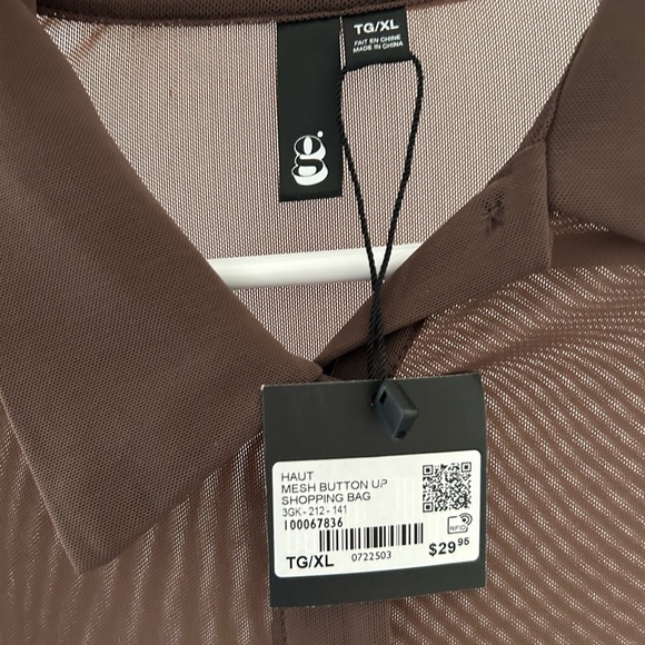 NWT Garage - Brown Sheer Button-Up - Picture 2 of 4